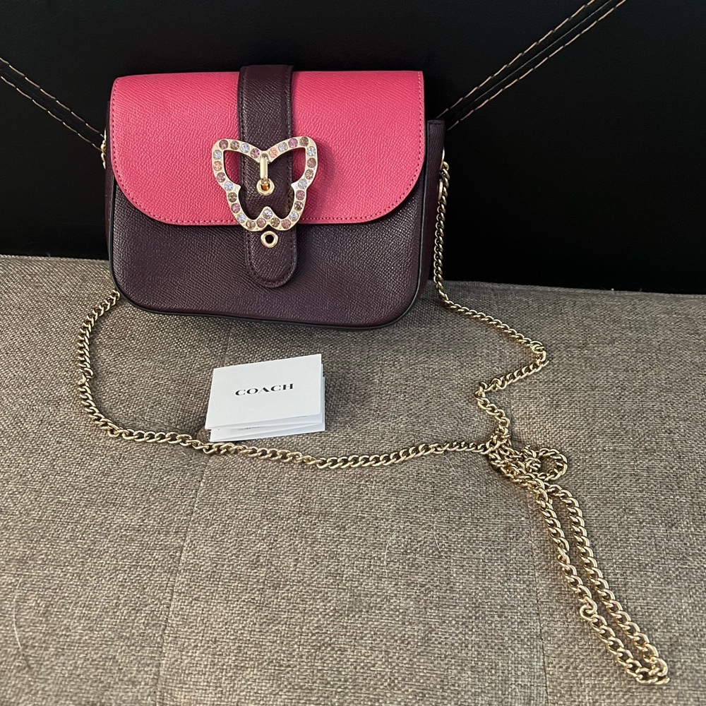 Coach Leather Gemma Crossbody Bag In Colorblock With Butterfly Buckle